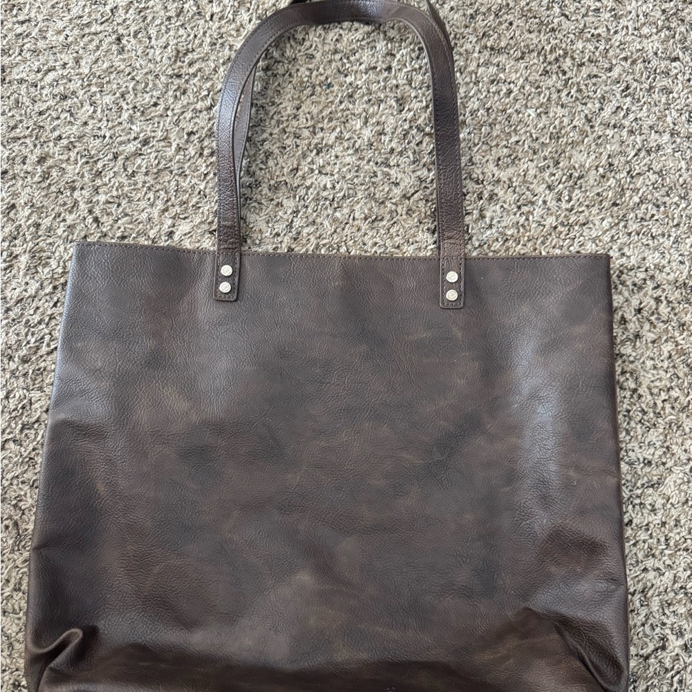 Thirty-One Dark Brown Leather Tote Bag